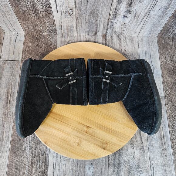 Bearpaw Val Suede Leather Wool Boot Toddler 6 Black Winter Sherpa Snow Outdoor - Picture 6 of 15